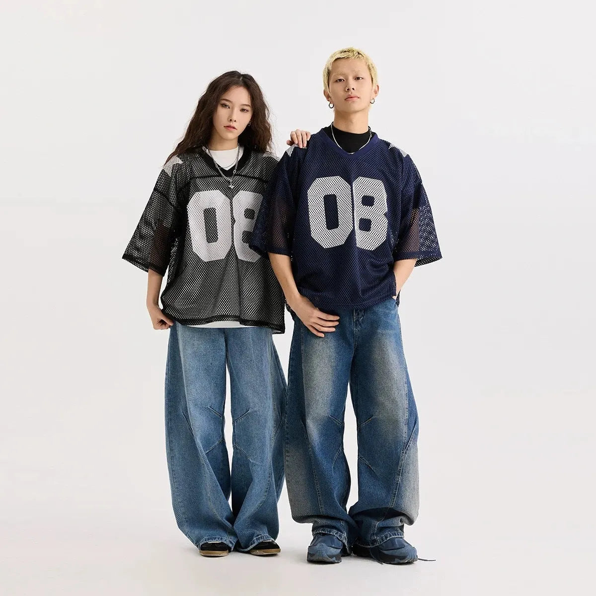 Black half sleeve pullover shirt with white letters pattern, loose fit design