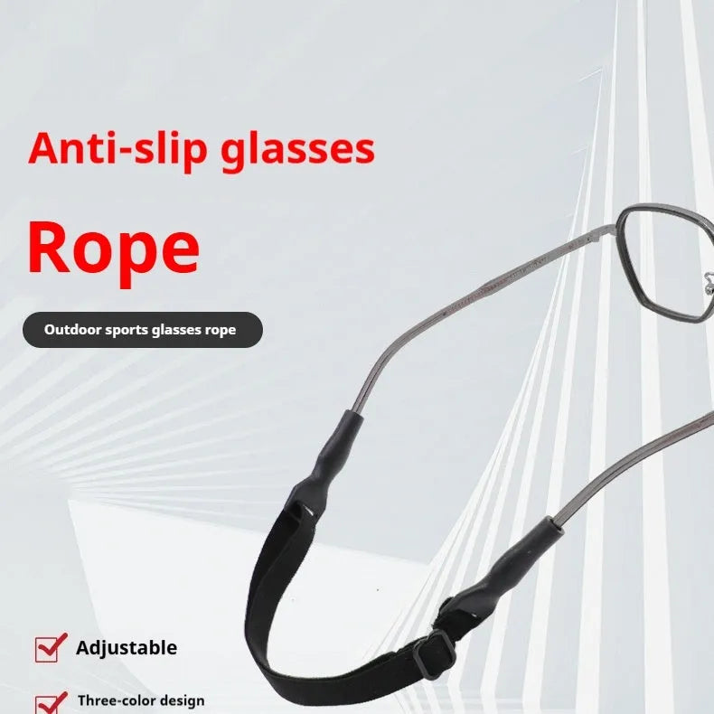 Black adjustable glasses cord with silicone earpiece ends for securing spectacles