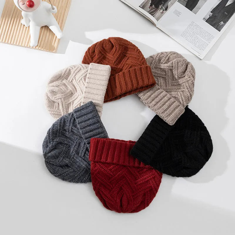 Women's knitted wool winter hat with dome crown in one of six colour options