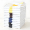 Set of twelve striped polyester cotton blended kitchen dish towels in assorted colours