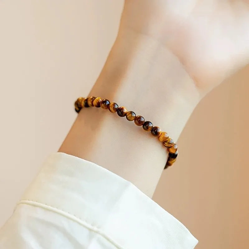 New Chinese style Tigereye bracelet with manual round geometric beads in 4mm, 6mm, or 8mm sizes