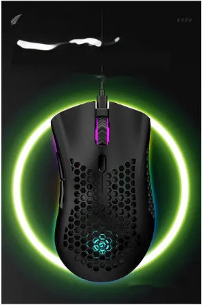 Hollow out wireless gaming mouse with RGB lighting in black, cyan, and white colour options