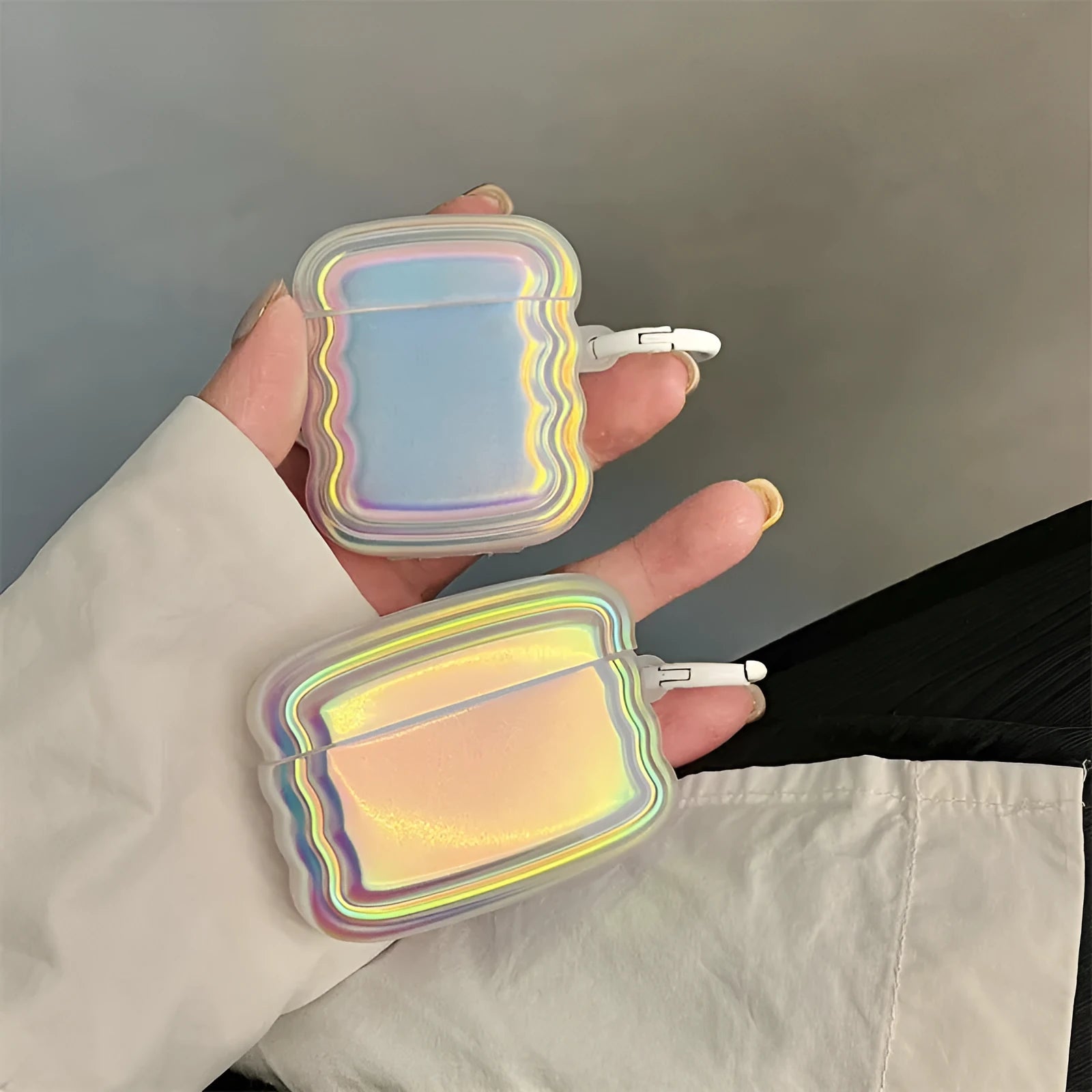Silicone laser pattern case for AirPods with magic ring design showing flexible protection
