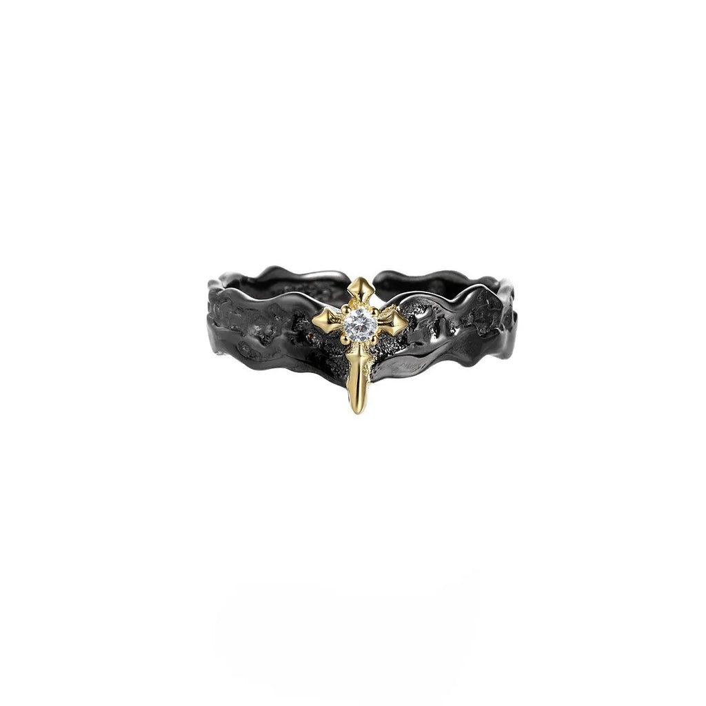 Adjustable Princess Knight couple ring in silver with electroplated finish and original design