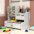 Square plastic pen storage box with multiple grid compartments for organising pens and pencils