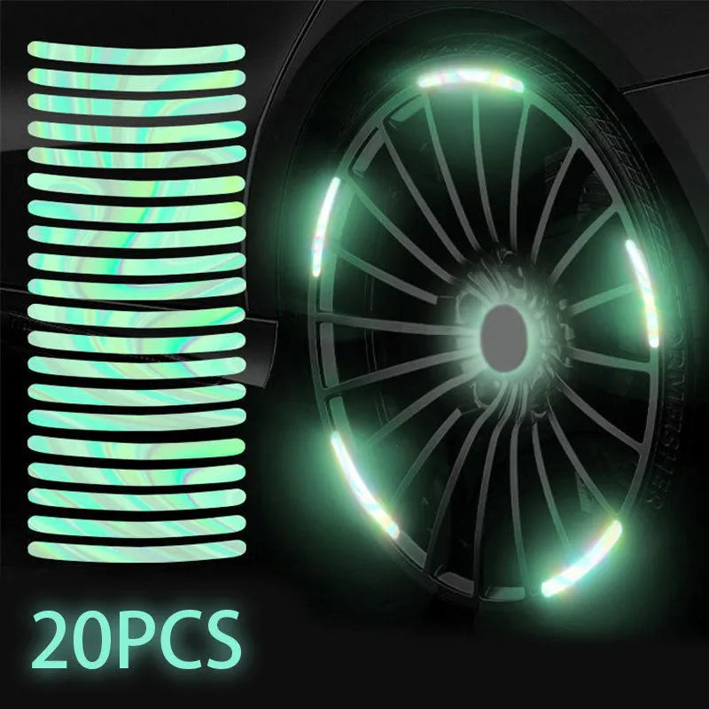 Blue self-adhesive reflective car strip sticker 9cm x 0.7cm for body, hub or electric vehicle