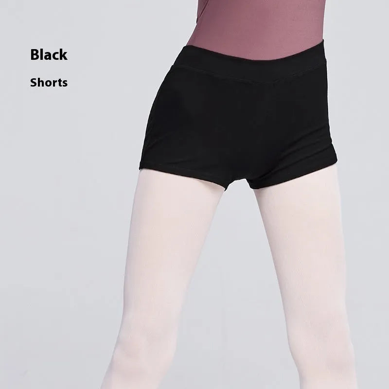 Women's black cotton blend ballet practice shorts for dance exercise