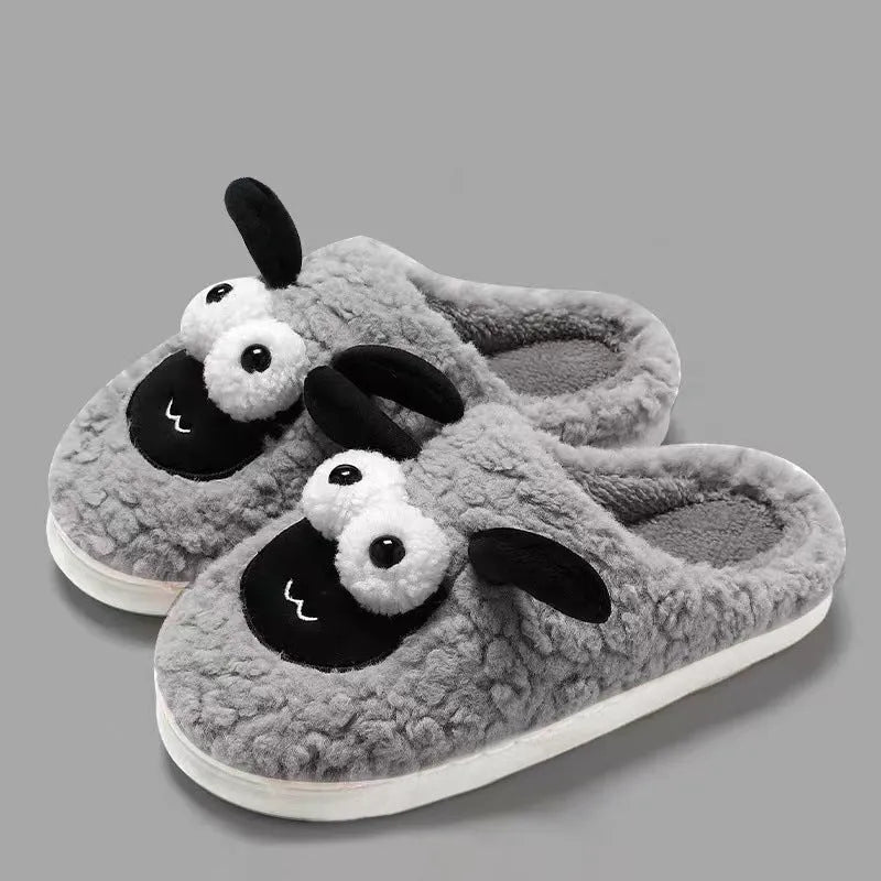 Slip-on thermal cotton slippers with suede upper and PVC sole in brown colour