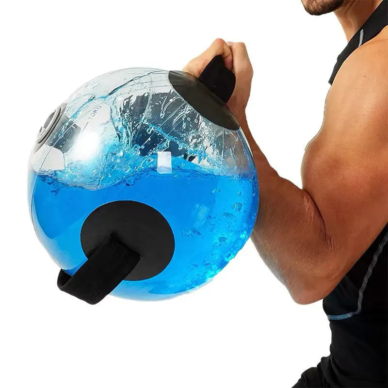 Transparent PVC counterweight water fitness ball D38cm empty on white background
