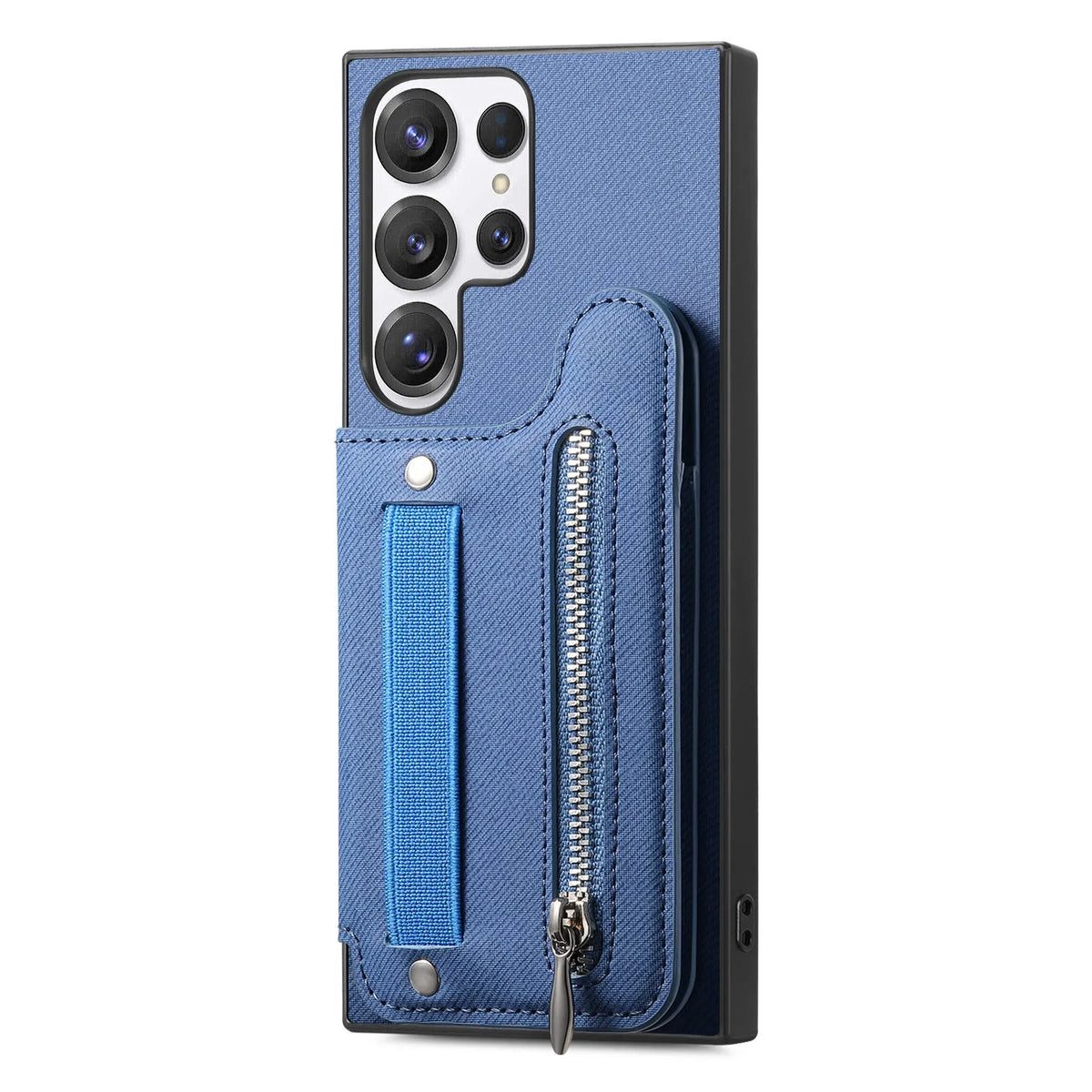 Wristband wallet card holder phone case in imitation leather with plaid embossed design for listed Samsung models