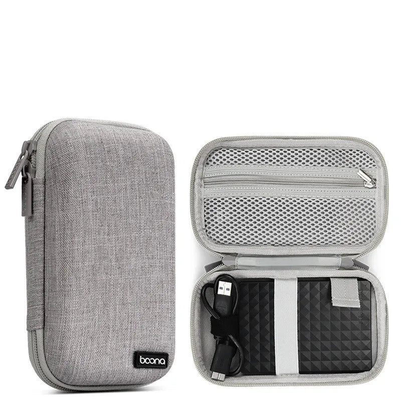 Oxford cloth hard disk storage bag for 2.5-inch drives in black and grey.