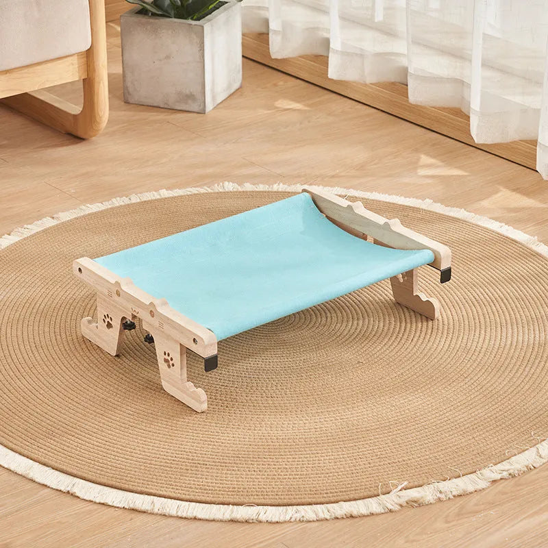Wooden cat hanging bed hammock in one of seven style options for balcony or window placement