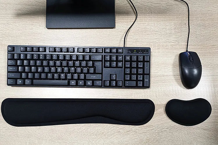 Memory foam keyboard wrist rest pad, single sided non-slip wrist guard, black or grey, 430x85x25mm or 460x85x25mm