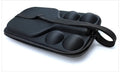 Black hard-shell EVA pickleball racket bag with double shoulder straps, shown holding one paddle and four balls.