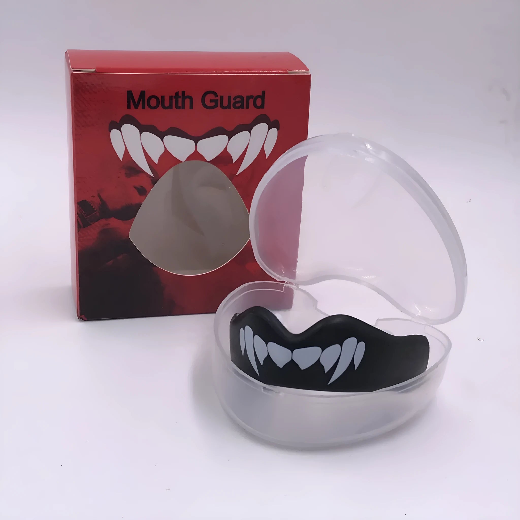 Adult boxing mouthguard with printed tooth design for Sanda and Taekwondo in three colour variations