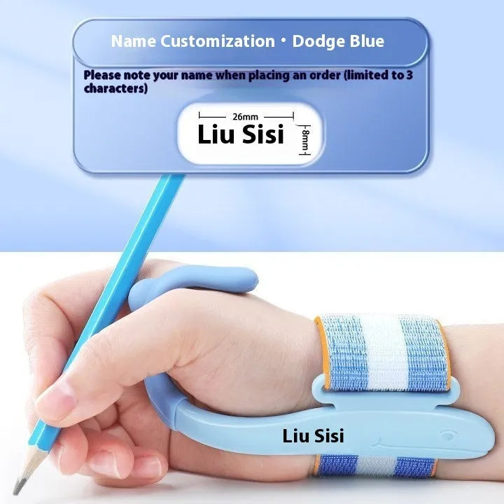 Blue and pink anti-hook pen holder corrector for writing posture training