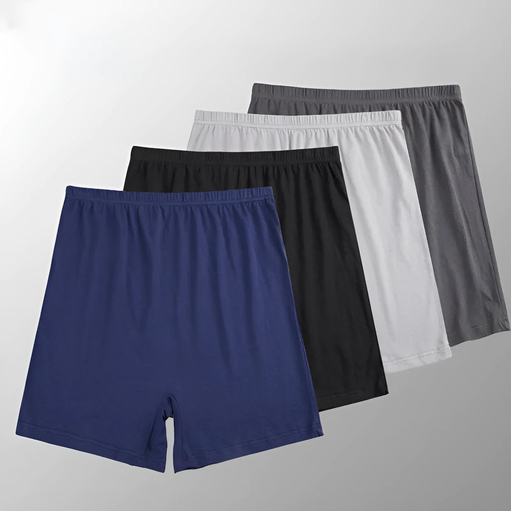 Solid colour men's modal boxer shorts with high waistband, shown in dark grey.