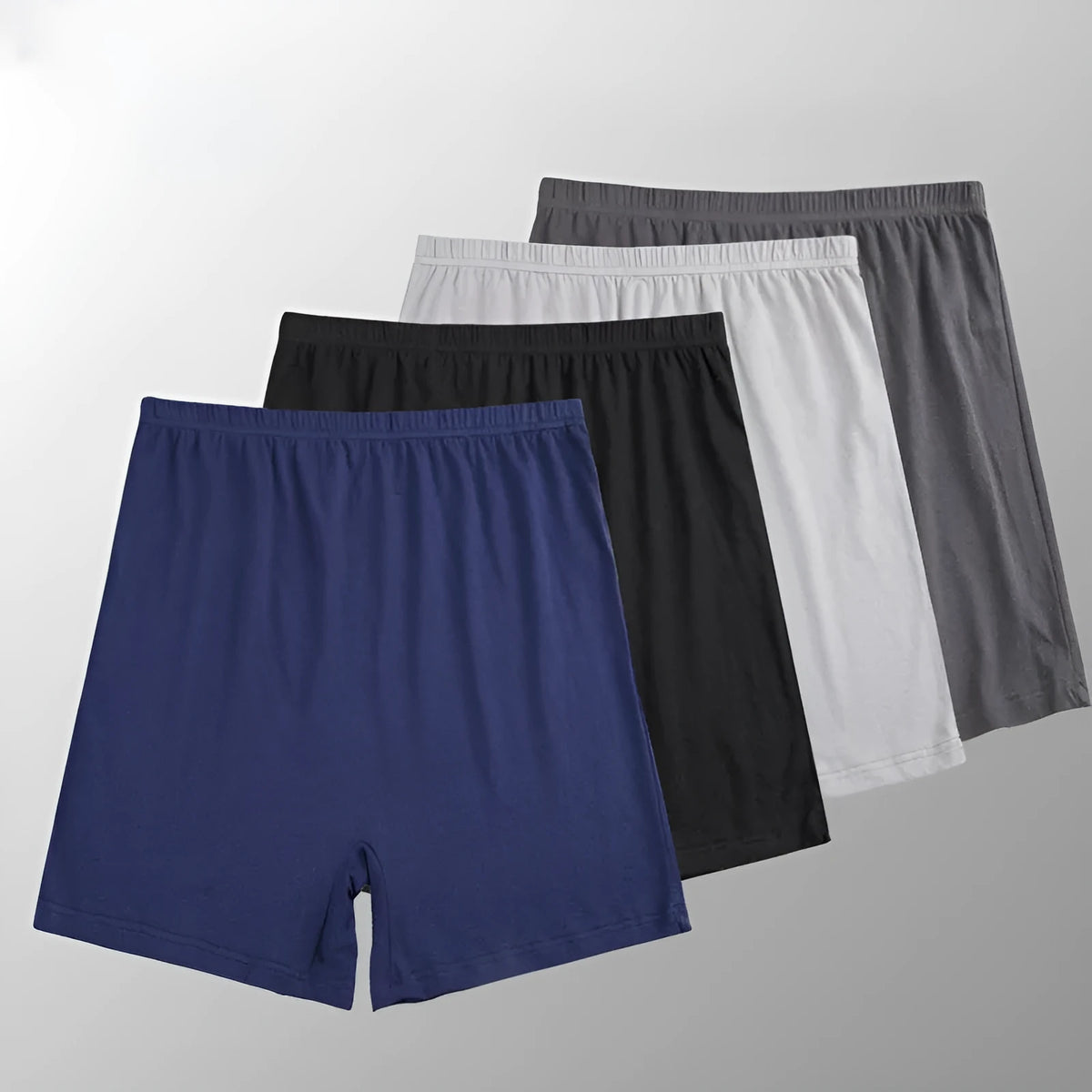Solid colour men's modal boxer shorts with high waistband, shown in dark grey.
