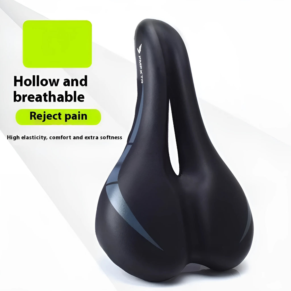 Bike saddle cushion with hollow design in colour 3147, shown with an L clamp ring for double rail mounting.