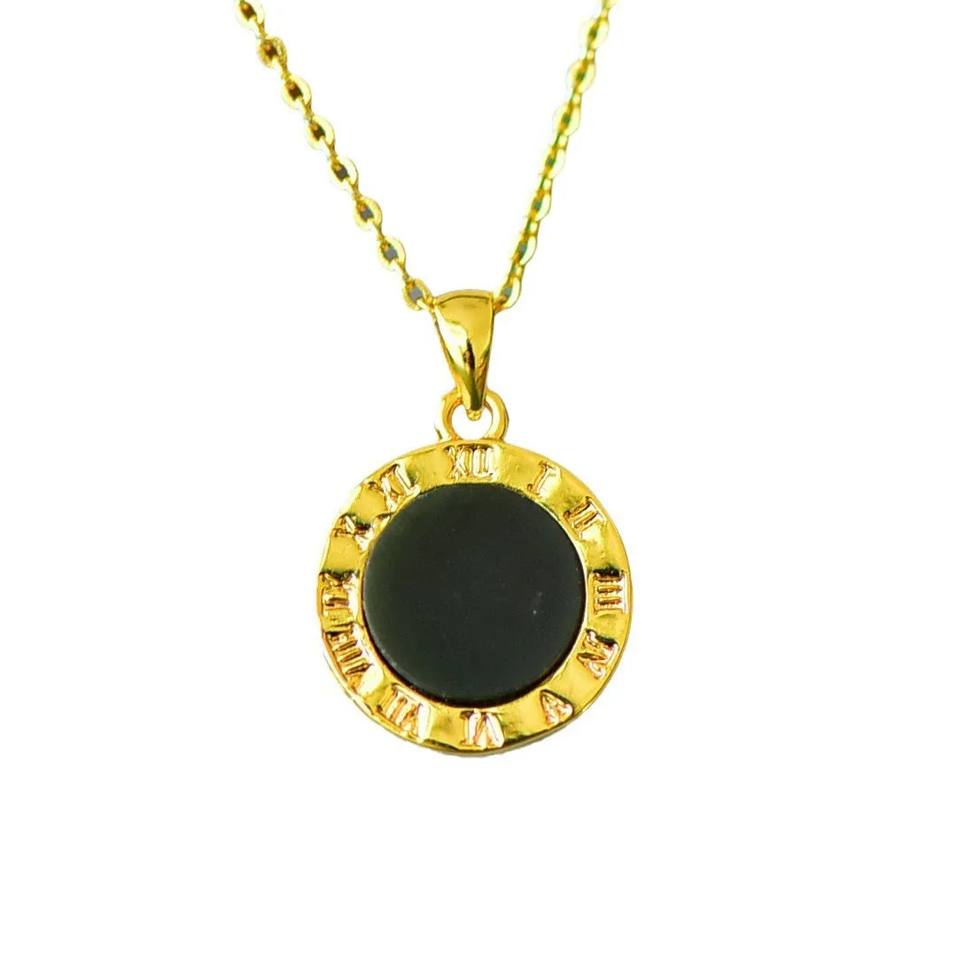 Natural Hetian jade pendant with copper inlay in ink blue colour on necklace chain