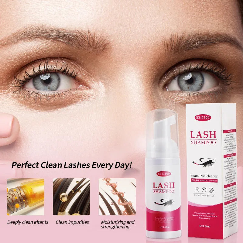 60ml bottle of eyelash cleaning shampoo mousse for lash hygiene