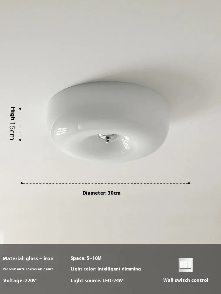 American style cream coloured bedroom ceiling light fixture with three-colour settings.