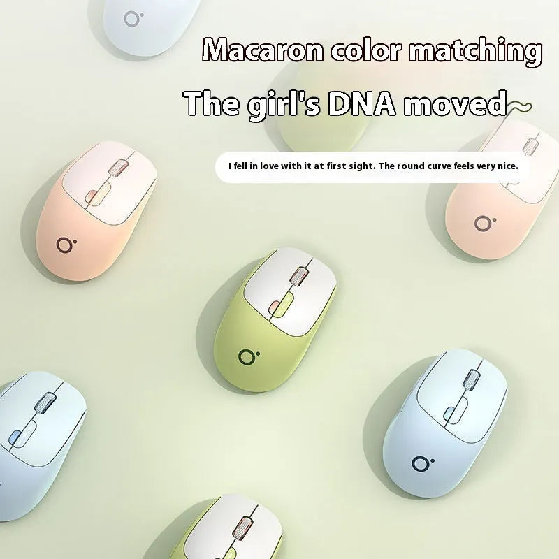 Mute wireless Bluetooth computer mouse in matcha green colour showing compact design