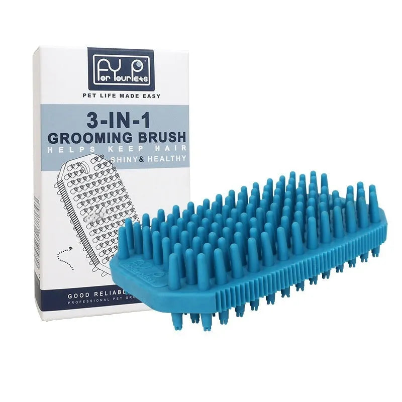 TPR pet bath massage comb for dogs in black – wet and dry hair removal brush with compact 7x2.9x12.1cm size