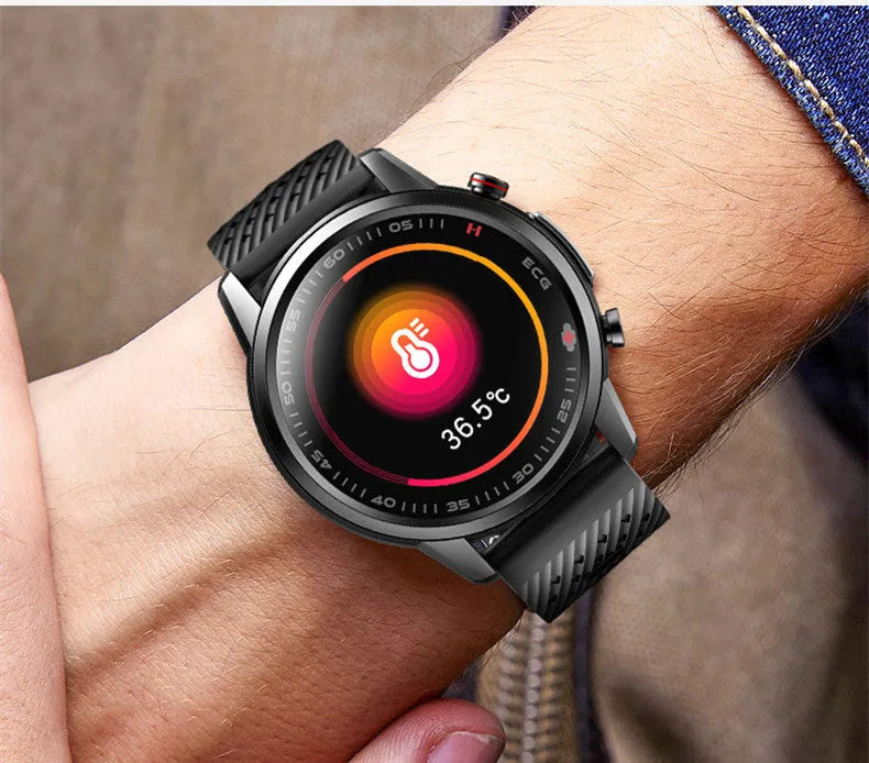 F800 ECG blood pressure sports smart watch, 1.3 inch 360x360 screen, TPU wristband, black or silver grey