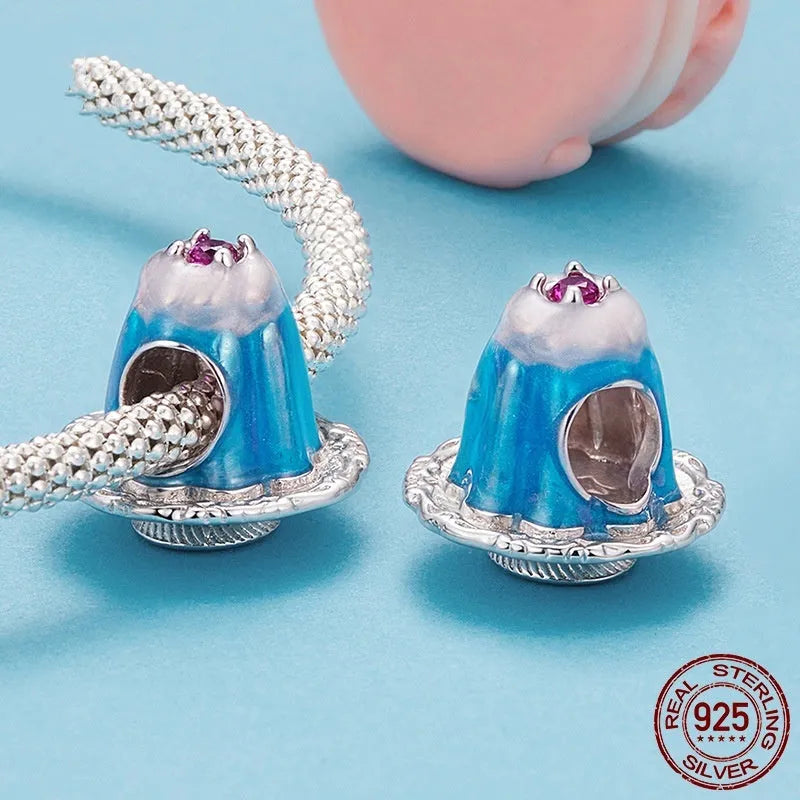 S925 sterling silver dripping pudding bead charm in silver colour with 1.2cm height and 1.3cm width