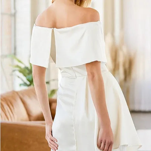 Women's off-shoulder strapless dress with high waist, patchwork skirt, and lace-up back in matcha green colour