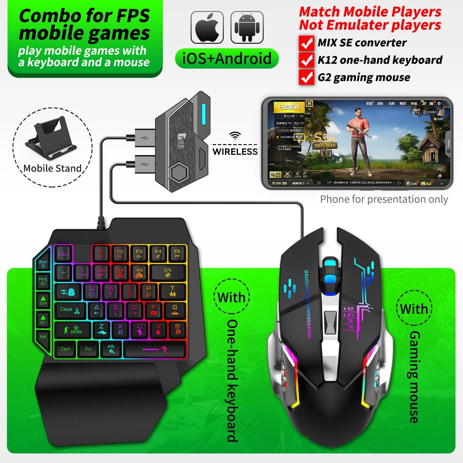 Gamwing Jiaying keyboard and mouse converter for mobile gaming with USB connection
