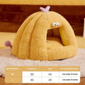 Monster-shaped semi-enclosed cat kennel in PP cotton bubble velvet, yellow purple or green, sizes M and L