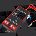 Black automotive power converter transforming vehicle 12V/24V DC to 220V AC with USB charging ports