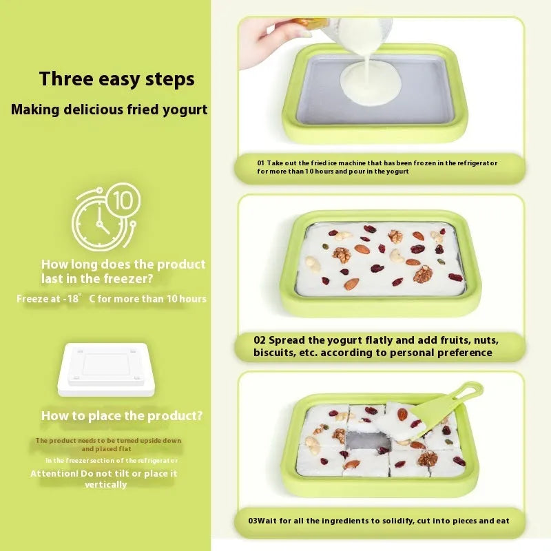 Green fried yogurt machine for DIY kitchen activities measuring 22.5cm by 17.5cm