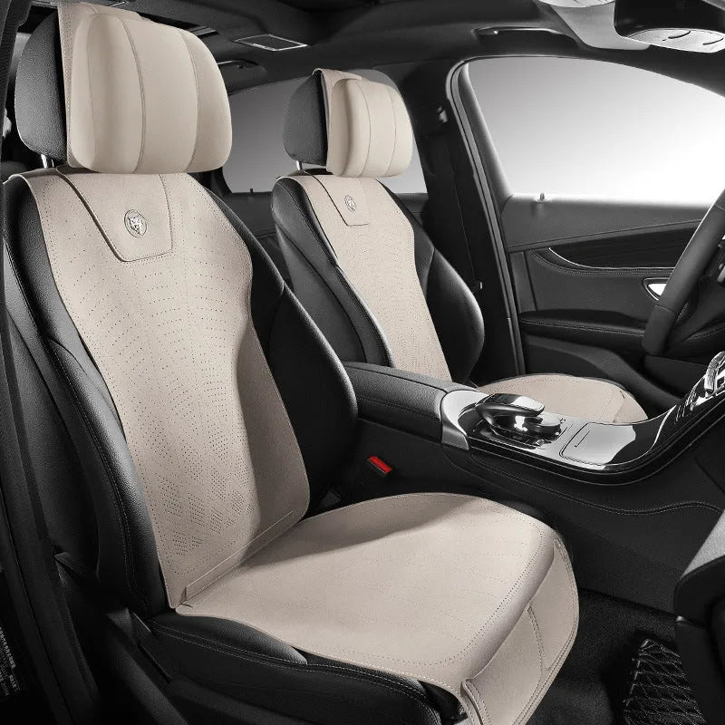 Ultra-thin tailored leather car seat cover with gradient hole pattern in Hermes orange colour