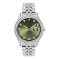 Men's quartz watch with calendar function, alloy case, 10mm thickness, multiple colour options including gold and green