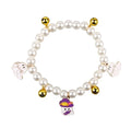 Purple Halloween cat collar decoration with simulated pearl necklace and pumpkin charm design