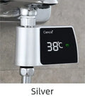 Plastic visual shower faucet water thermometer in black, blue, pink, or silver, 16cm x 11.5cm x 5cm