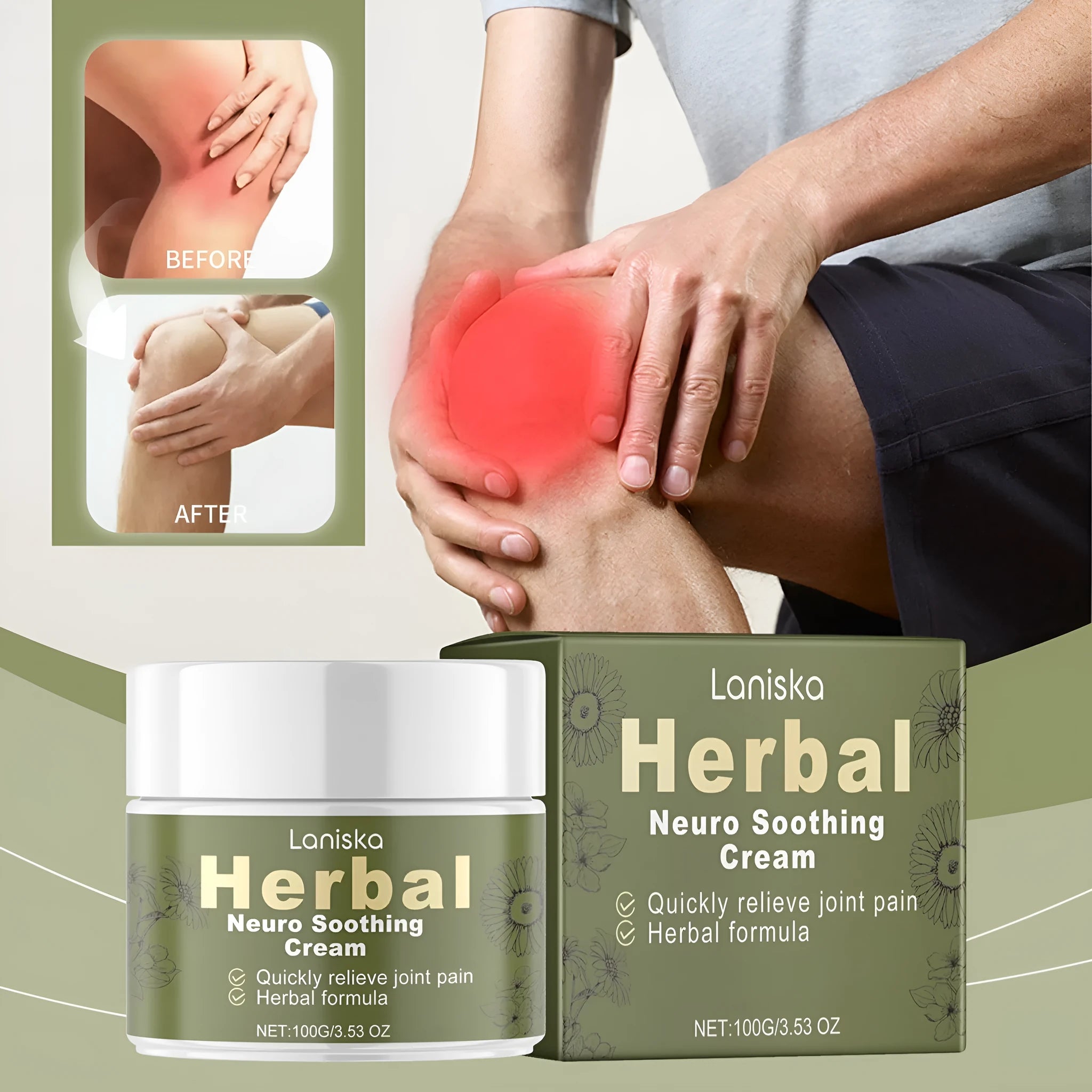 100g jar of external body care cream with arnica, pepper, and mugwort root.