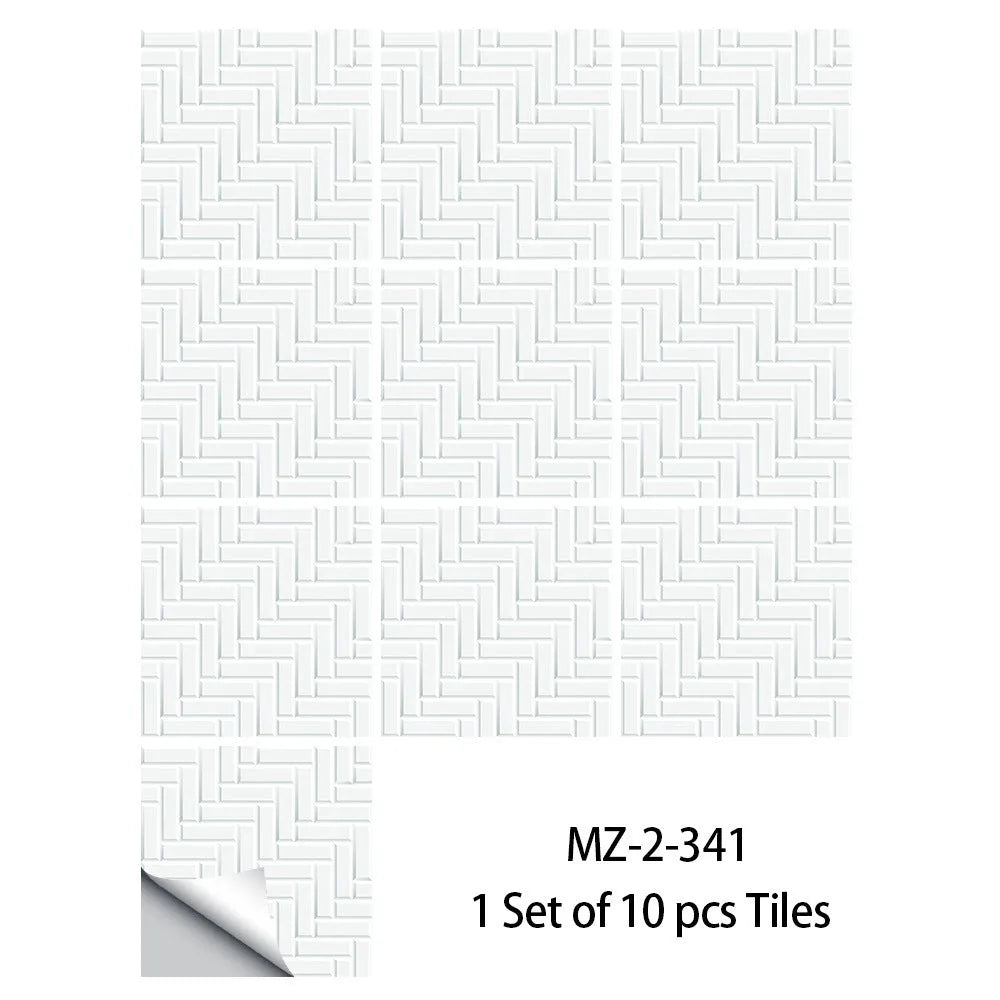 Pack of 10 removable PVC wall stickers in colour MZ-2-341, sizes 10x10cm and 15x15cm, for home decor.