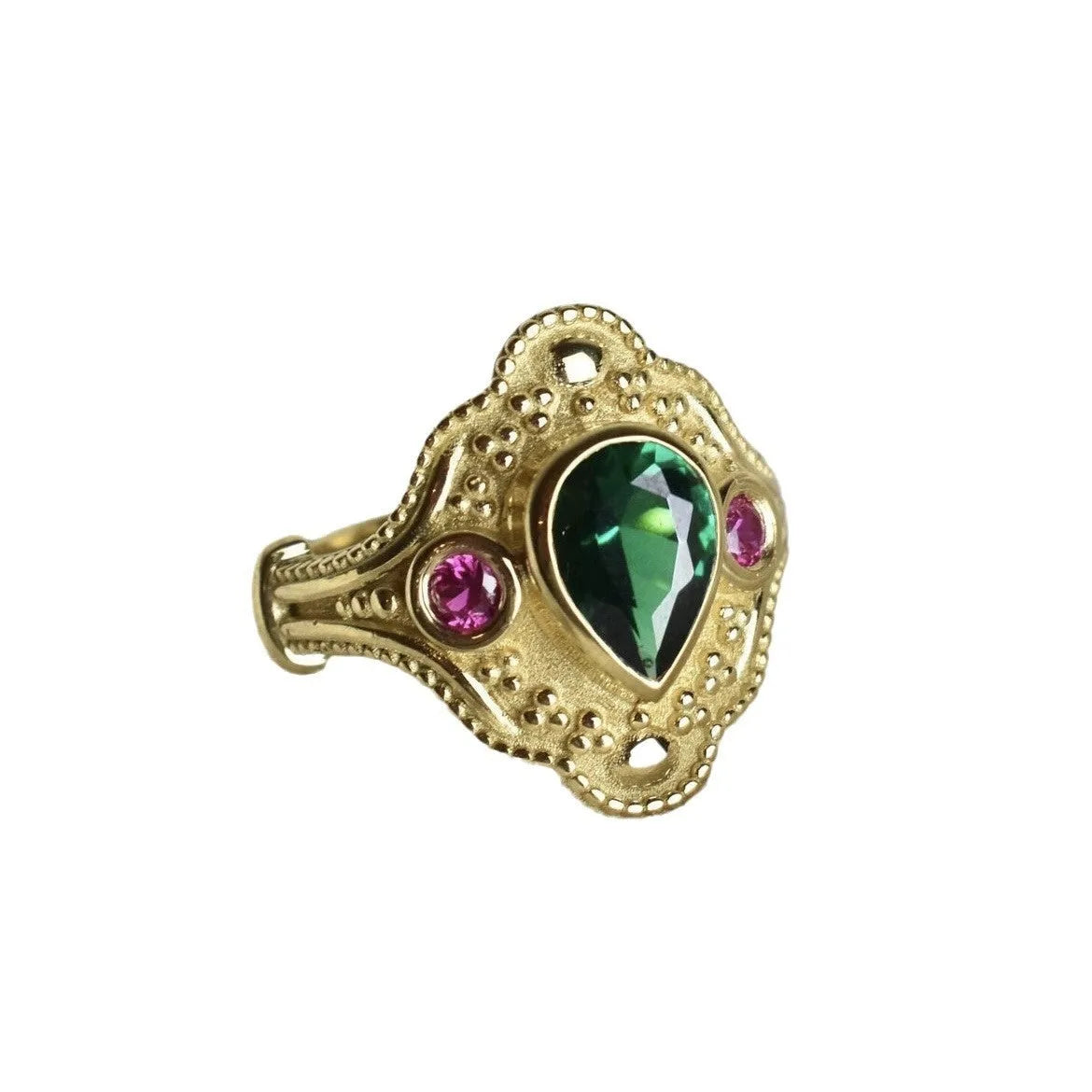 Women's gold-plated geometric ring in golden lvzuan colour with alloy construction and ins style design