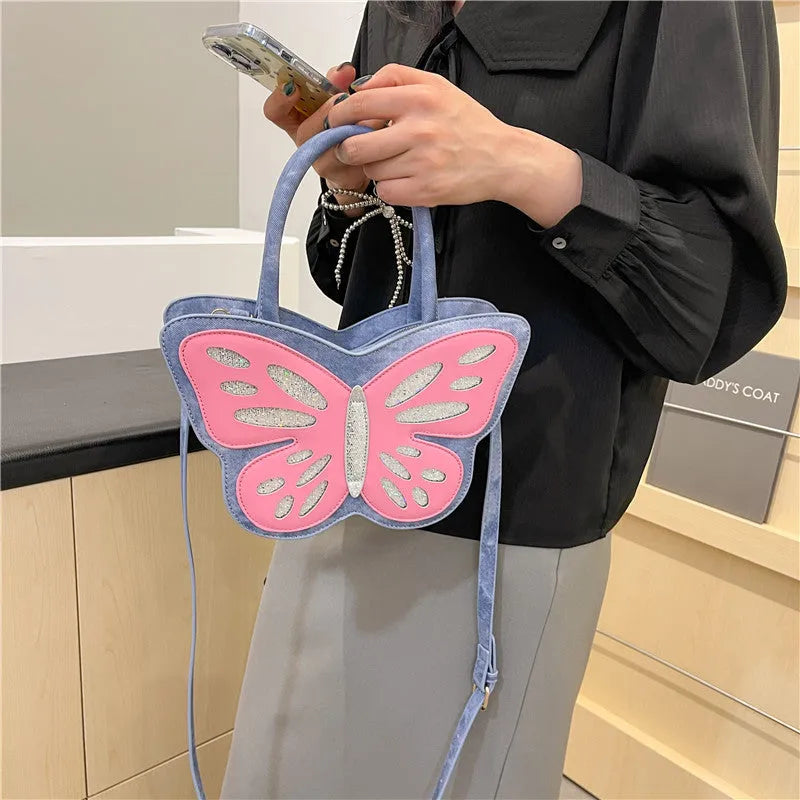 Square ladies' crossbody bag in PU leather with contrast colour detailing