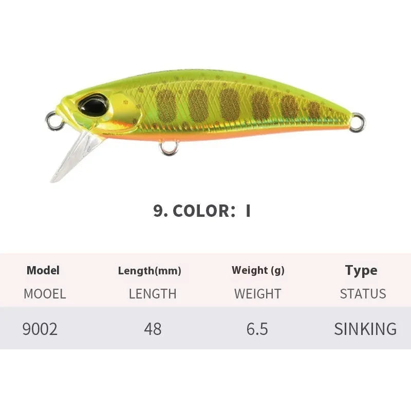48mm Japanese mino fishing lure for mandarin fish and snakehead in multiple colour options