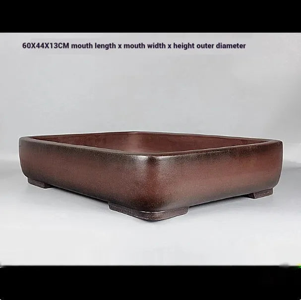 Handmade antique rectangular purple clay flower pot for indoor plants