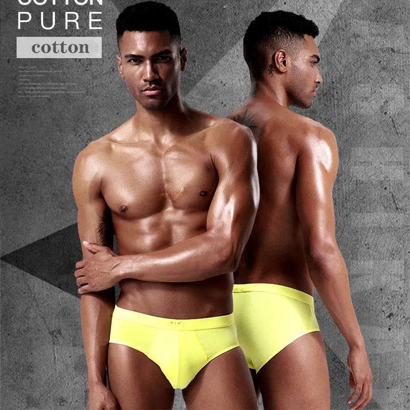 Men's cotton briefs in assorted colours, breathable elastic underwear, sizes L to 5XL, single pair