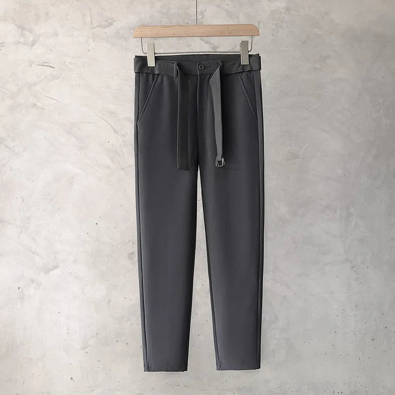 Boys slim straight wool trousers in a tapered cut with a straight leg opening.