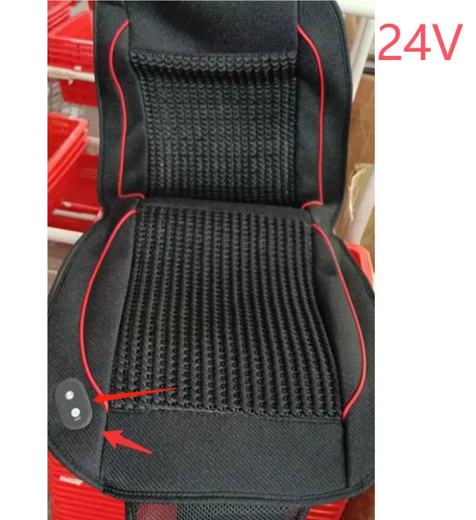 Black car ventilation seat cushion with air circulation system measuring 60x60cm