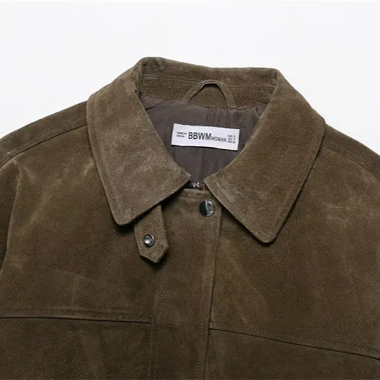 Women's PU fabric jacket in Japanese Korean casual style, shown in picture colour.