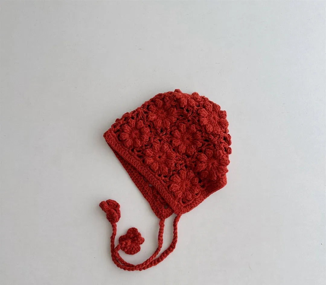 Girls' breathable lace-up earflaps woolen hat in viscose fibre with dome crown and jacquard finish